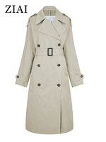 ZIAI 2021 Hotsale wiosna jesień damska trencz Lapel kobieta wiatrówka z długim rękawem Lady Trend casualowa kurtka ZS-7246 4